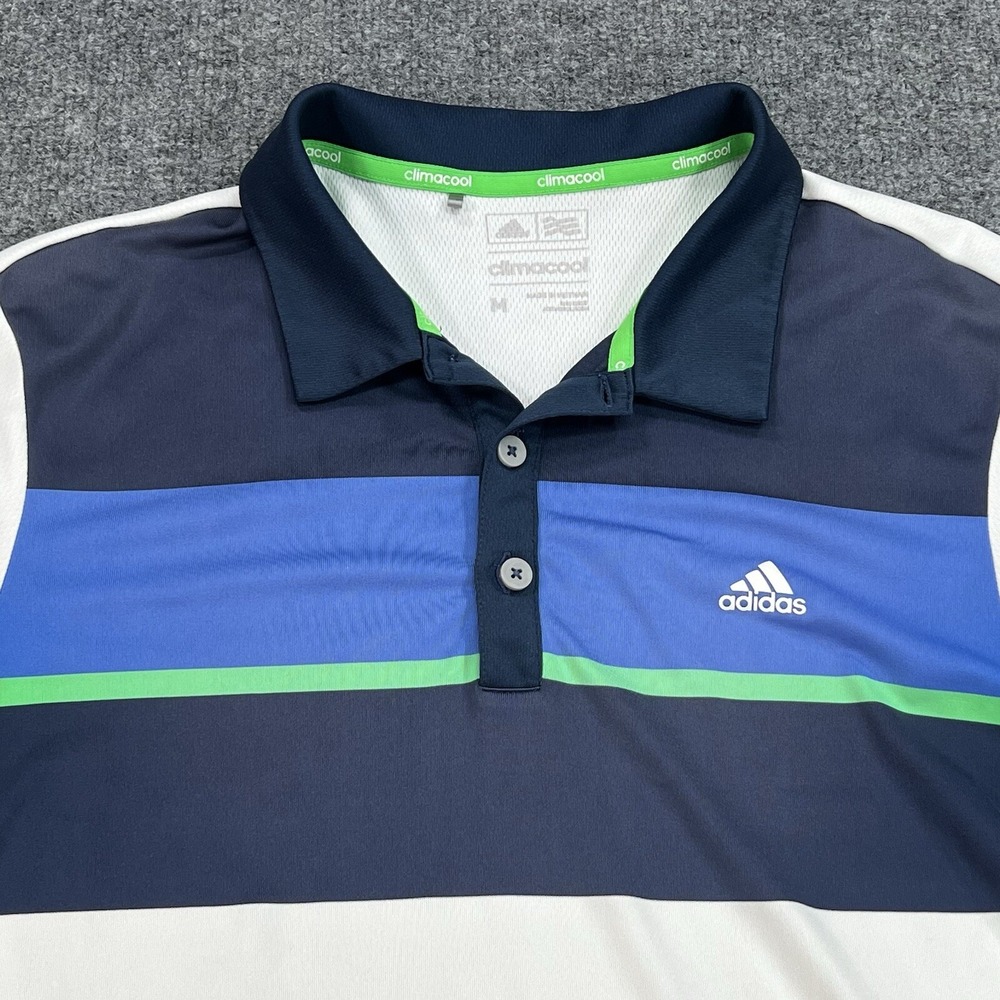 adidas Polo Shirt Mens Medium Blue Colorblock Jupiter Country Club Golf BC2578